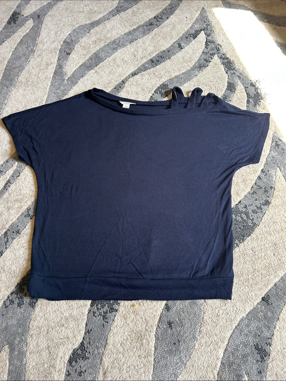 Aeropostale Navy Short Sleeve Knit Top with Shoulder Strap Accent